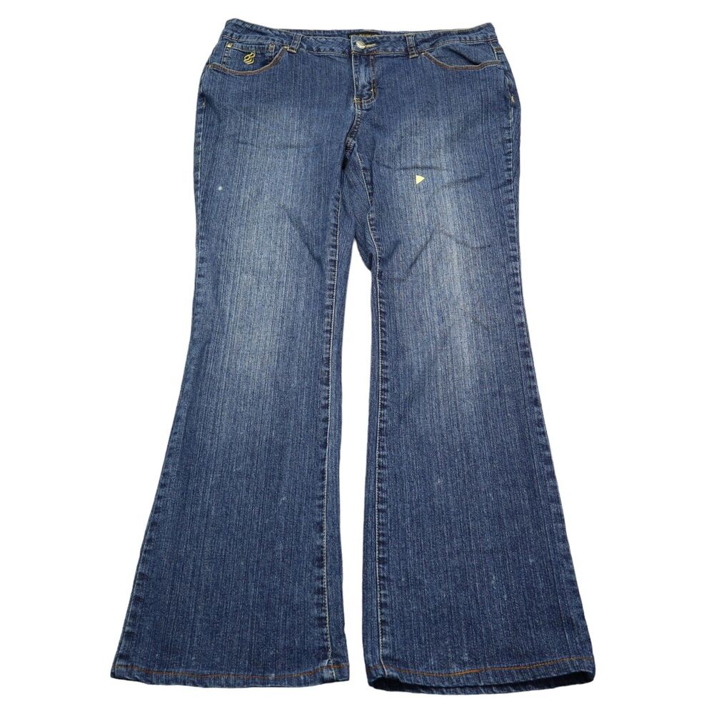 Rocawear Jeans Pants Womens 13 Blue Faded 5 Pocket Bootcut Button Zip Denim - Picture 1 of 16